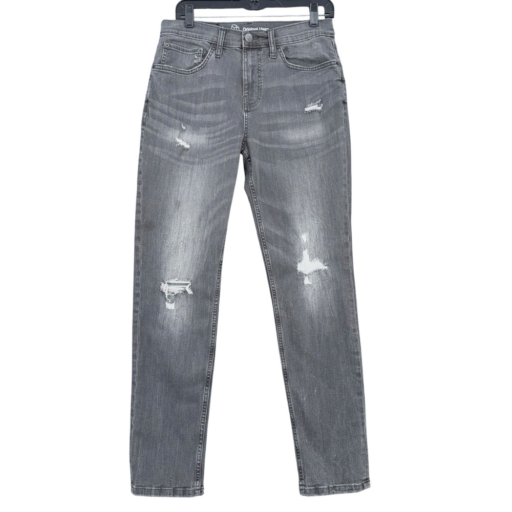 Original Use Slim Taper Jeans Mens 30x32 Cotton Blend Gray Distressed‎ Denim
